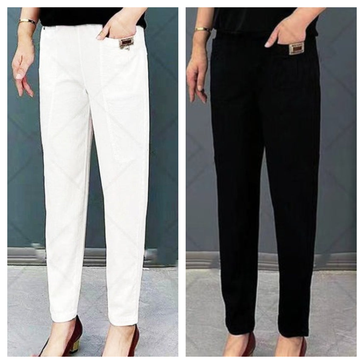 🎁Envío gratuito al comprar tres!⏳Pantalones Harem de algodón cómodos con cintura elástica para mujer