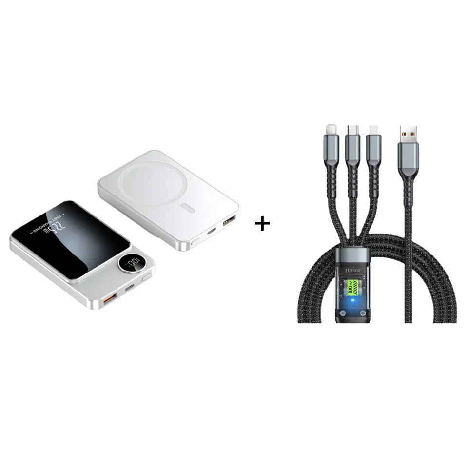 🔋✨Cargador Magnético Profesional para Viajeros y Profesionales 🧲 | Cable 22,5W e Inalámbrico 15W | 10.000 mAh | Envío Rápido💥