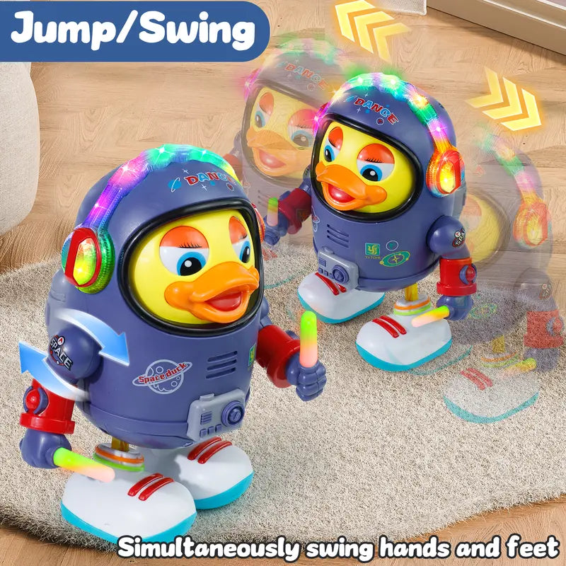 ⏳Oferta por Tiempo Limitado⏰Pato Espacial Bailarín de Juguete - Luces LED y Música Interactiva con Sensor Solar 🌟🚀