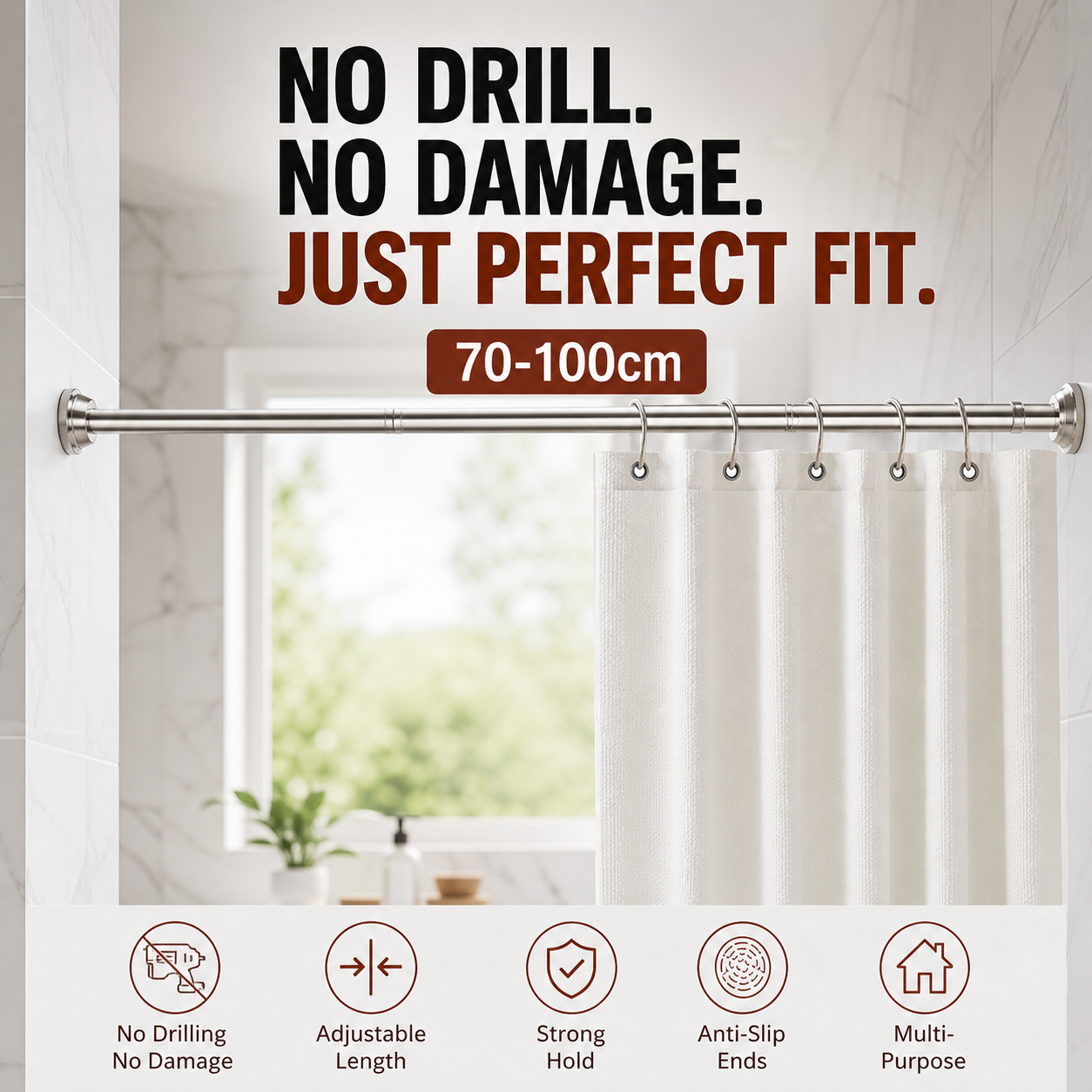 🔥 ¡Hoy 50% DE DESCUENTO! 🏠 Barra extensible ajustable sin taladrar – Instalación rápida, resistente y versátil