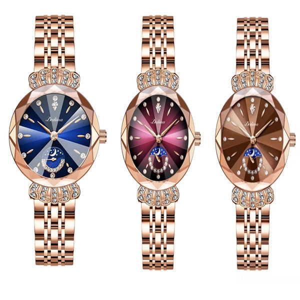 ⏳¡OFERTA RELÁMPAGO! ¡50 % DE DESCUENTO! 🔥Reloj de moda para mujer con diseño de diamantes, luna y estrellas