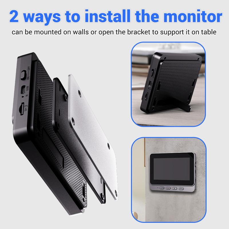 Timbre Inalámbrico con Cámara de Seguridad: 1080P, ángulo de 170°, pantalla de 4.3 pulgadas, resistente al agua para exteriores IPX65, visión nocturna