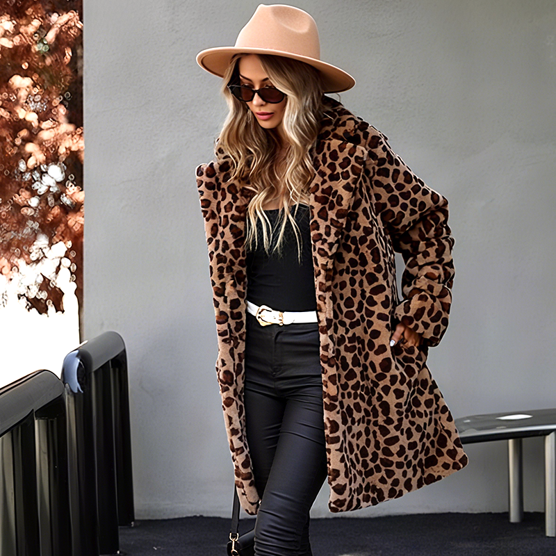 💖 Chaqueta de Estampado de Leopardo de Mediano Largo para Mujer - COMPRA 2 ENVÍO GRATIS
