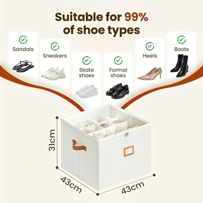 ⏰🔥 ¡50% DE DESCUENTO POR TIEMPO LIMITADO! 👟 Caja organizadora de zapatos de tela: plegable, de gran capacidad, a prueba de polvo y transpirable para armarios y dormitorios 🧺✨