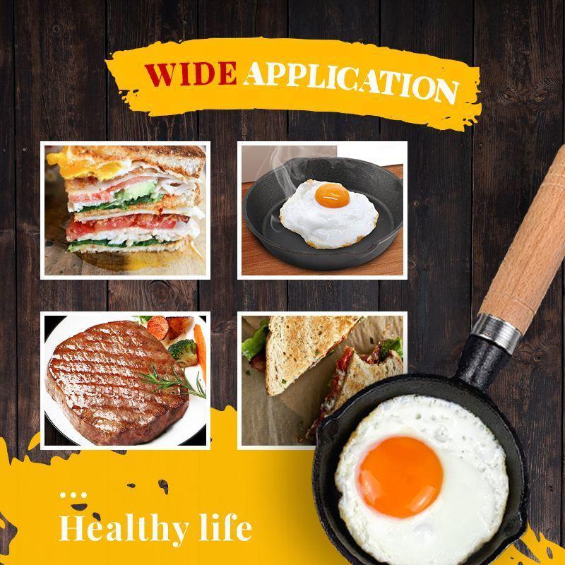 📢📢50% de descuento y sartén mini antiadherente en⏰ 🍳 stock 3,9"/10cm – hierro fundido saludable, calor uniforme y mango ✨ de madera