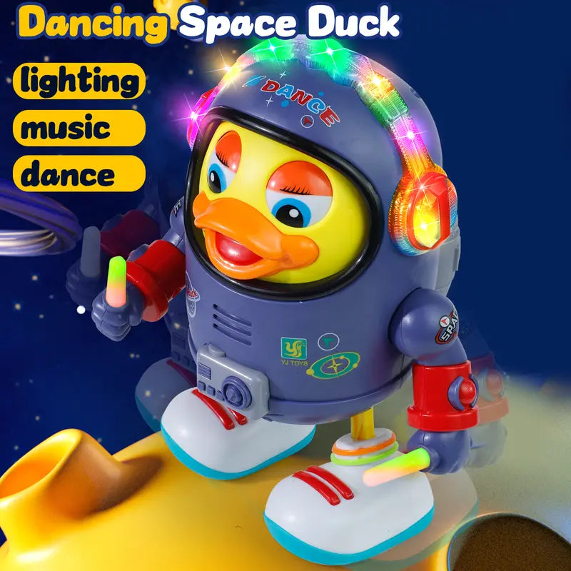 ⏳Oferta por Tiempo Limitado⏰Pato Espacial Bailarín de Juguete - Luces LED y Música Interactiva con Sensor Solar 🌟🚀