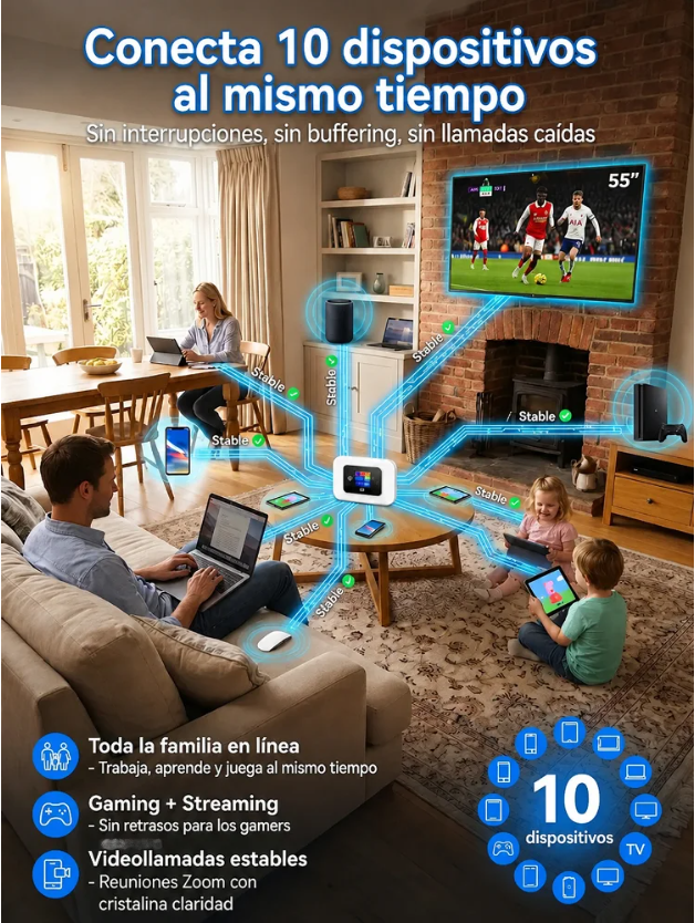Wi-Fi portátil compatible con todas las redes.