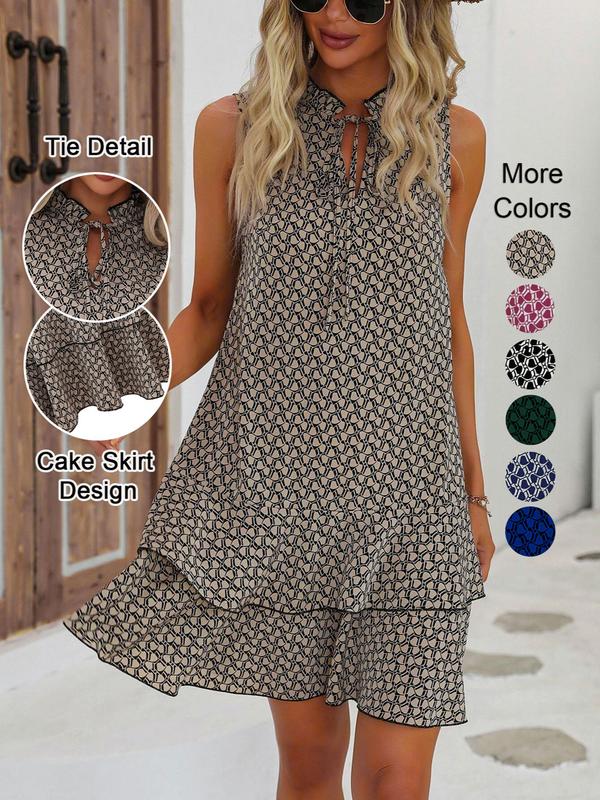 💃 Vestido con Estampado Geométrico y Moño para Mujer – Elegante, Moderno y con Estilo Effortless ✨👗