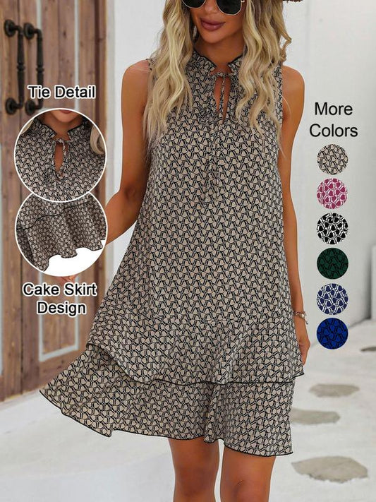 💃 Vestido con Estampado Geométrico y Moño para Mujer – Elegante, Moderno y con Estilo Effortless ✨👗