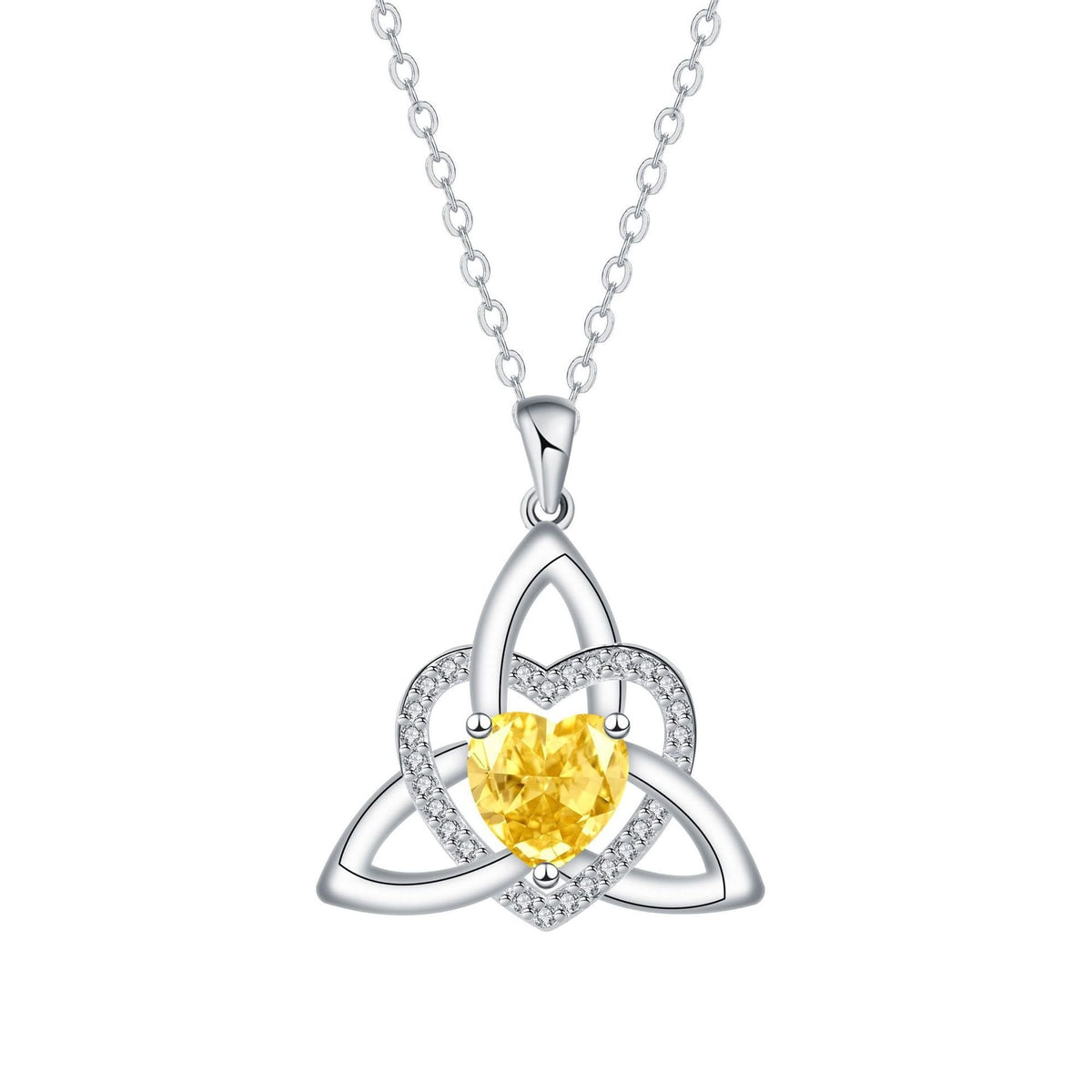 Collar de Corazón con Nudo Celta de la Trinidad✨ Dije de Piedra de Nacimiento