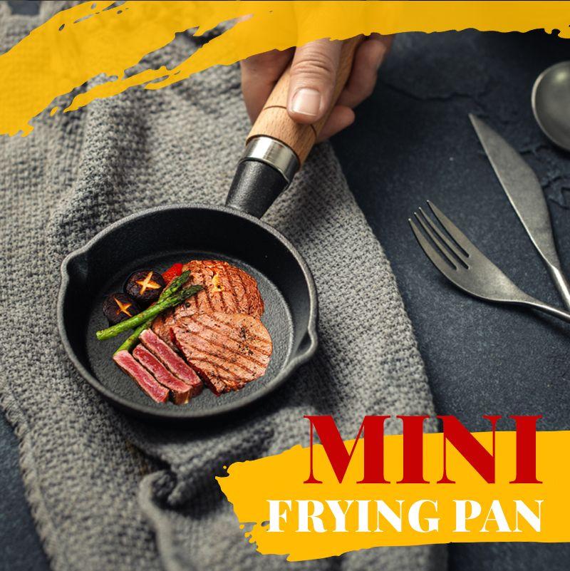 📢📢50% de descuento y sartén mini antiadherente en⏰ 🍳 stock 3,9"/10cm – hierro fundido saludable, calor uniforme y mango ✨ de madera