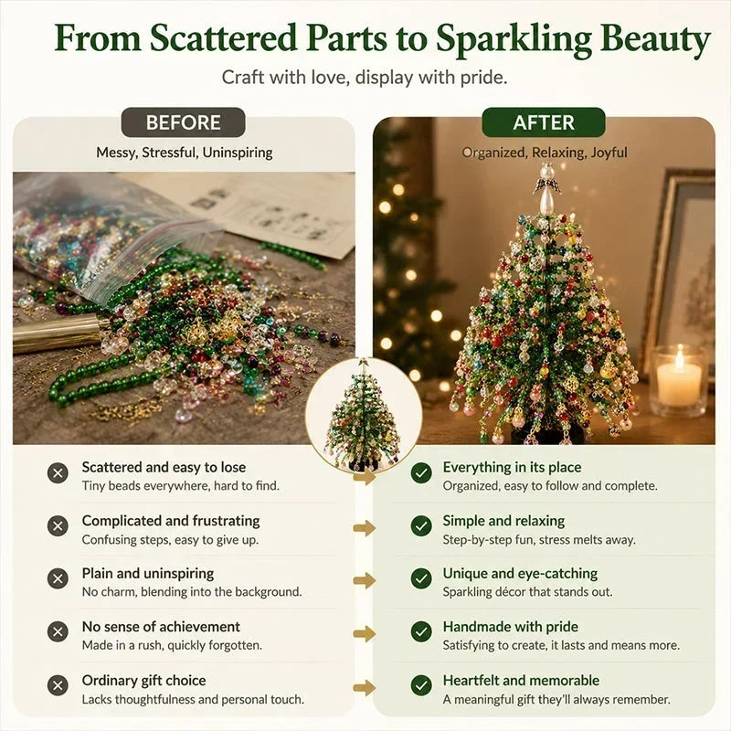 🎄✨ Kit DIY para Árbol de Navidad con Cuentas – 🎅 Crea tu propia decoración navideña que brilla con magia 💡