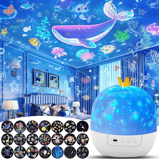 🎃👻PROMOCIÓN DE ÚLTIMO DÍA - 50% DE DESCUENTO💜Proyector de luz nocturna para niños, 15 juegos de películas🔋Carga tipo C