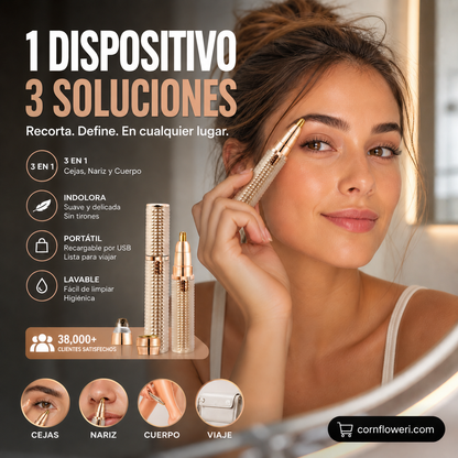 💁‍♀️ Cejas Perfectas, Sin Dolor – Depiladora Eléctrica Portátil para Cejas, Cabezales Intercambiables para Cara y Bikini. 50% Descuento.