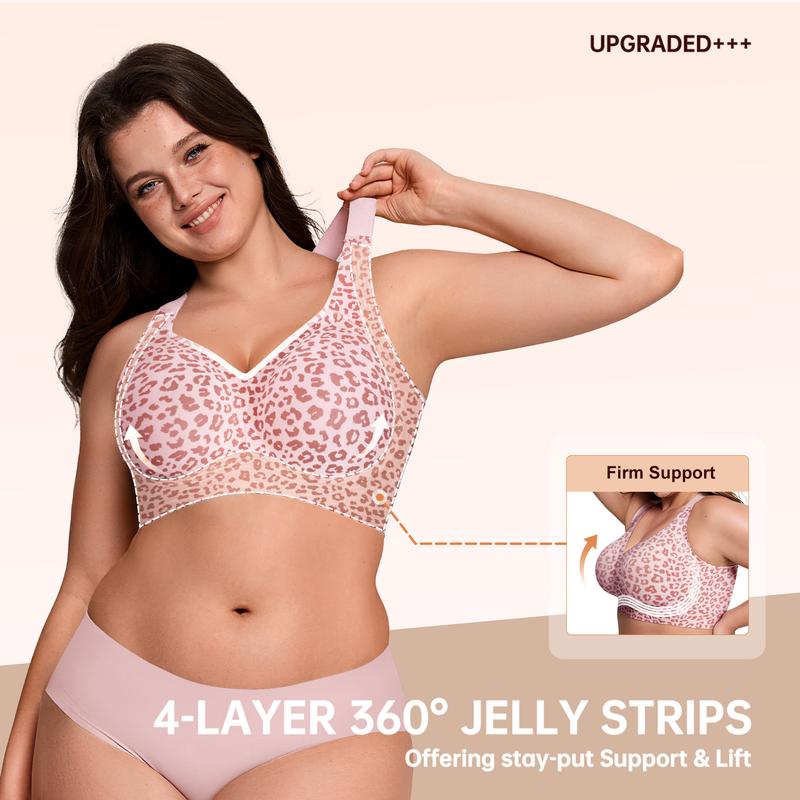 🔥 50% DESCUENTO – ÚLTIMO DÍA 🔥 Sujetador de gelatina súper reafirmante, estampado de leopardo, sin aros. ¡Adiós a los senos caídos! 👍