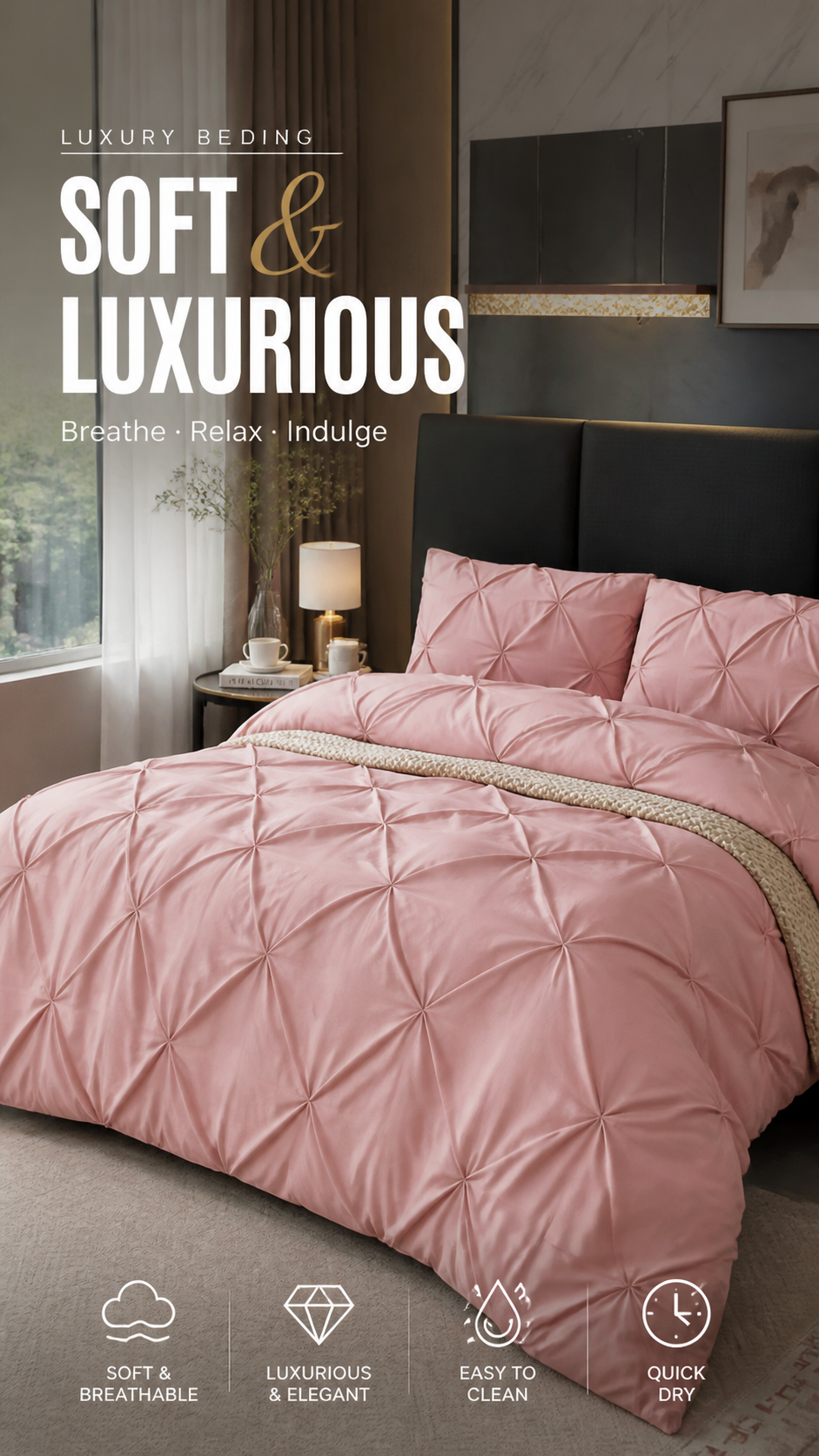🎁2026 New Arrivals 50% OFF💥Bedsure Soft Pintuck Duvet Set