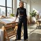 Conjunto Elegante de Crop Top y Pantalón Palazzo para Mujer
