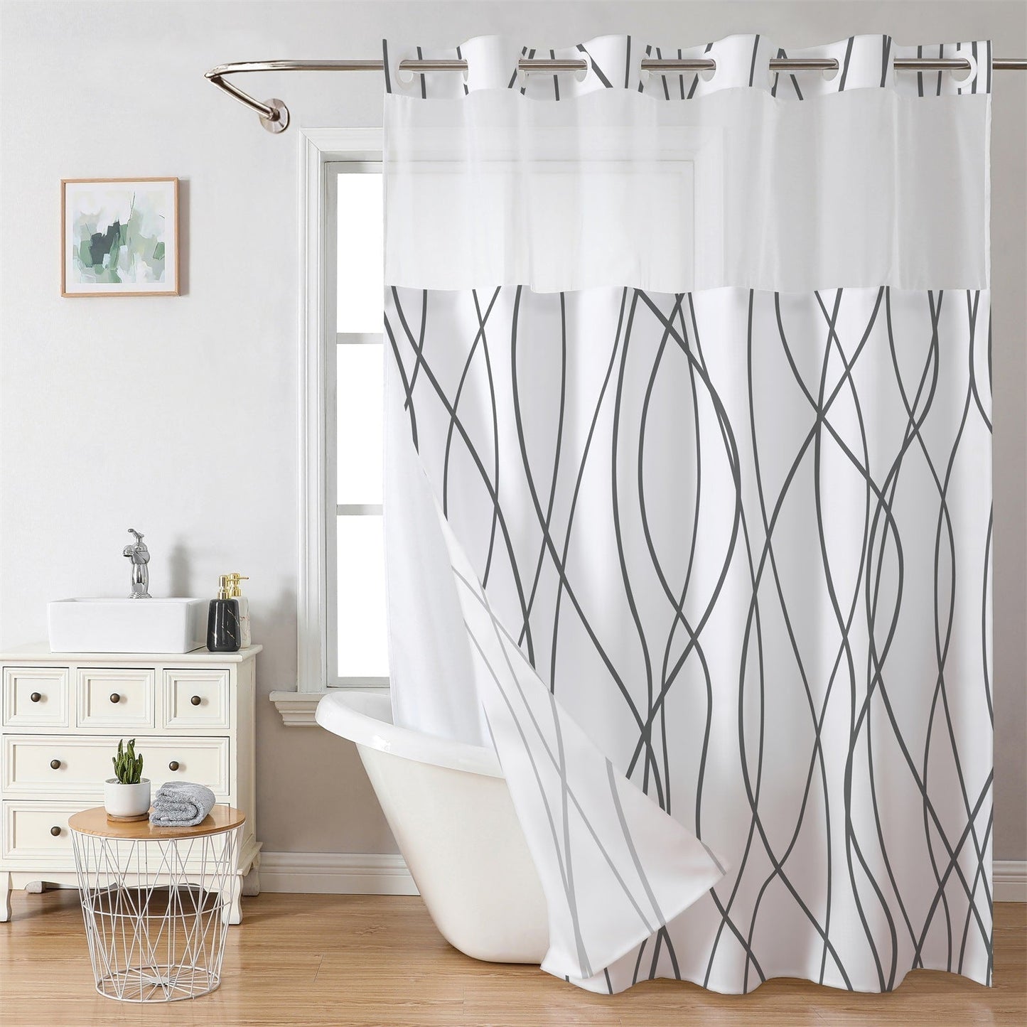 ⏳🔥¡50 % DE DESCUENTO POR TIEMPO LIMITADO! ⏰ 🚿 Cortina de ducha con diseño de waffle – textura elegante, resistente al agua y fácil de mantener | Renueva tu baño con estilo y funcionalidad