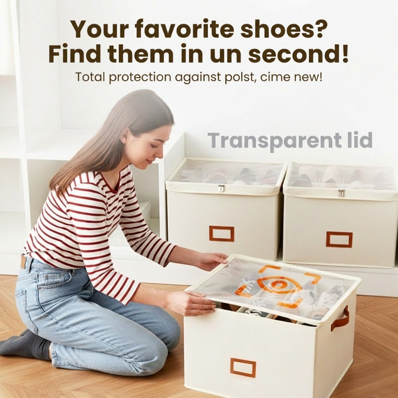 ⏰🔥 ¡50% DE DESCUENTO POR TIEMPO LIMITADO! 👟 Caja organizadora de zapatos de tela: plegable, de gran capacidad, a prueba de polvo y transpirable para armarios y dormitorios 🧺✨