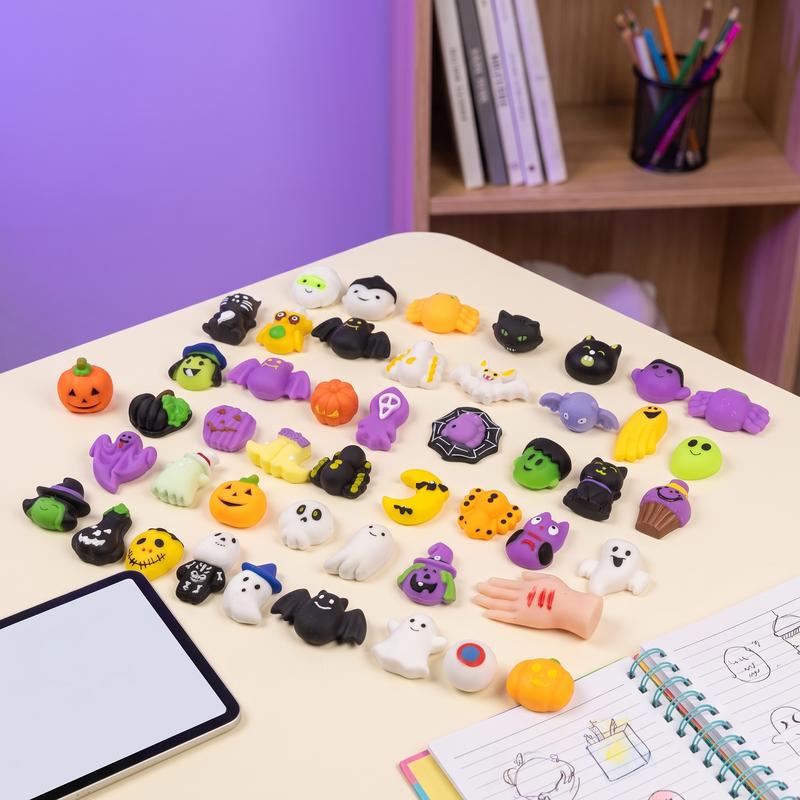 🔥Set de juguetes antiestrés Squishies de Halloween, con formas clásicas de calabaza, fantasma y murciélago, material TPR supersuave con tacto elástico, lavable y duradero, 24 piezas surtidas para regalos de fiesta, premios para el aula y truco o trat