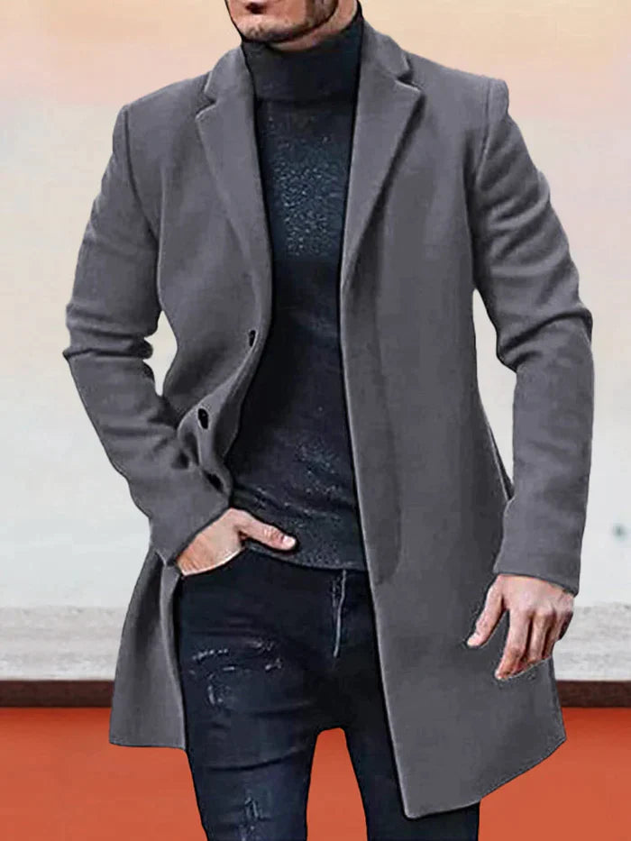 Chaqueta de color liso con hebilla de una hilera para hombre