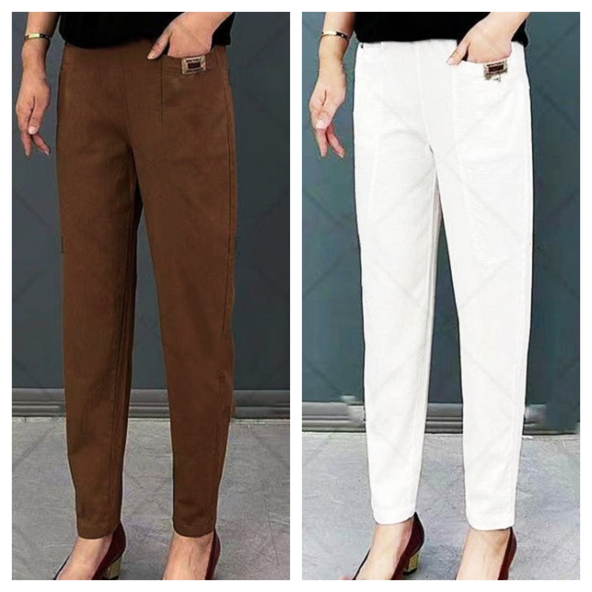 🎁Envío gratuito al comprar tres!⏳Pantalones Harem de algodón cómodos con cintura elástica para mujer