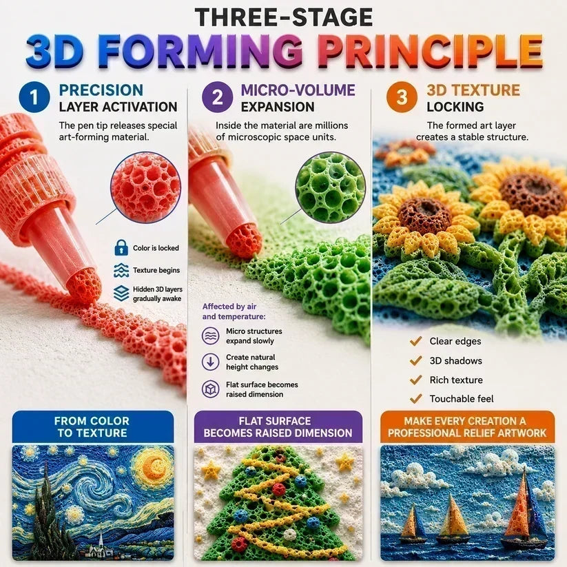 🎁🔮 Magic Pen ¡Dibuja en 3D con un solo golpe! 🎄  Plumas de dibujo de palomitas de maíz de burbuja de bricolaje