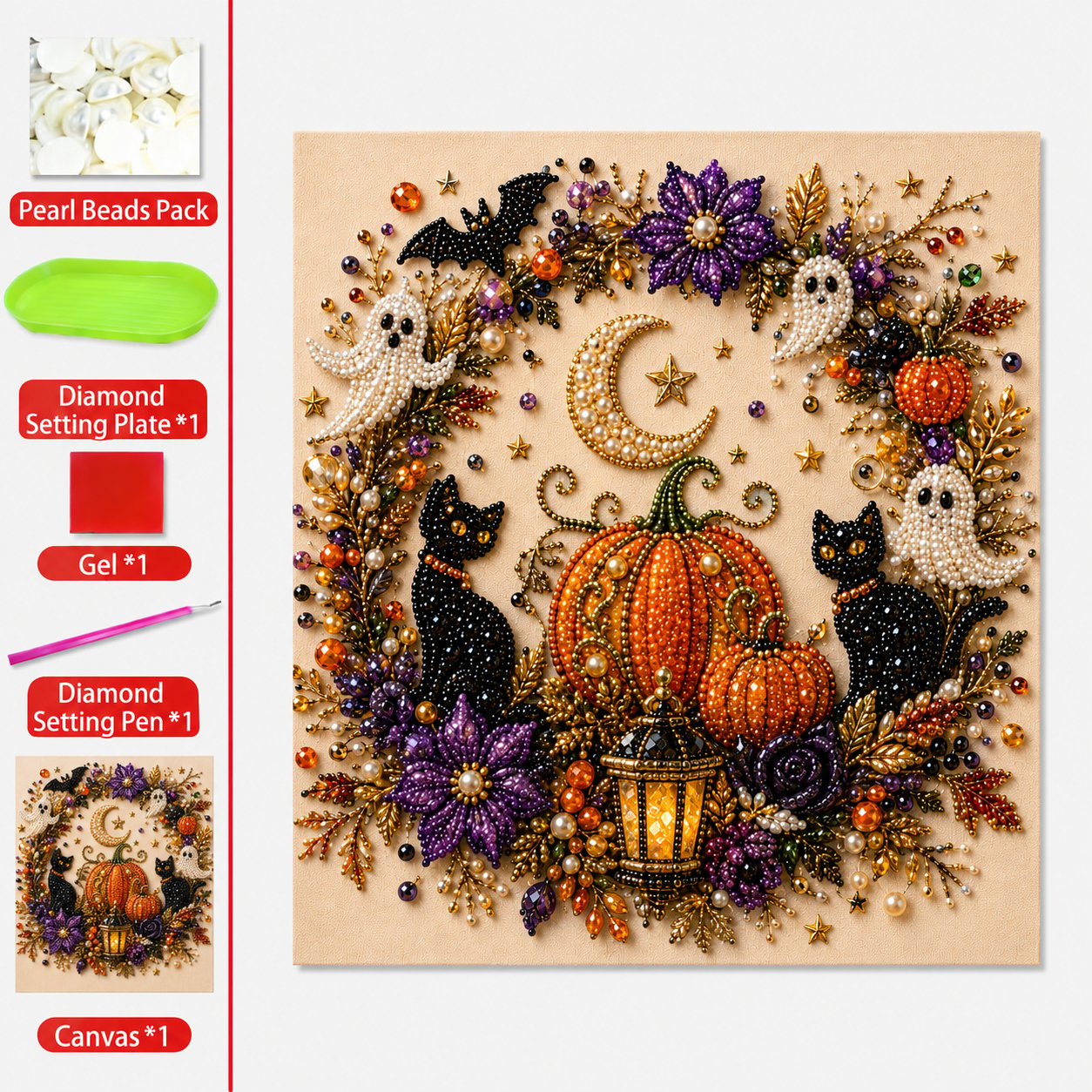 🎃Kit DIY de Pintura con Perlas de Halloween – Crea una Decoración Mágica y Adorable para tu Hogar 👻💎
