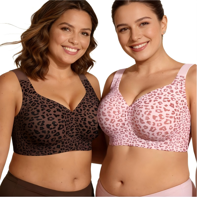 🔥 50% DESCUENTO – ÚLTIMO DÍA 🔥 Sujetador de gelatina súper reafirmante, estampado de leopardo, sin aros. ¡Adiós a los senos caídos! 👍