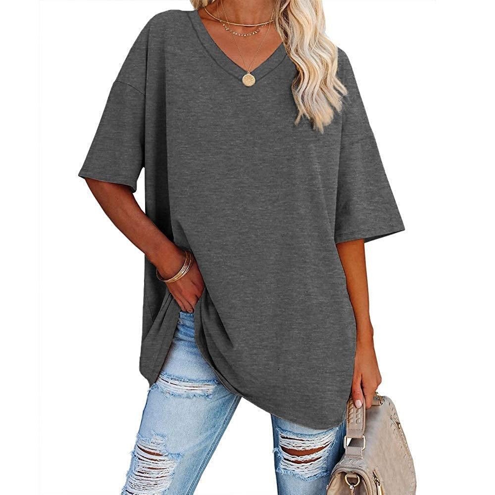 👕 LIMITED-TIME 50% OFF! 💥 Women's Casual Loose V-Neck T-Shirt – Soft, Breathable, Flowy Hem ✨