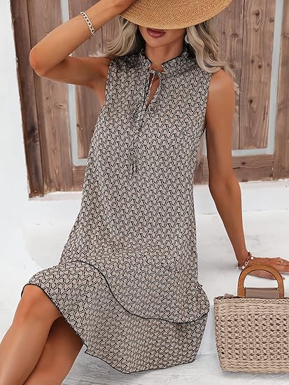💃 Vestido con Estampado Geométrico y Moño para Mujer – Elegante, Moderno y con Estilo Effortless ✨👗