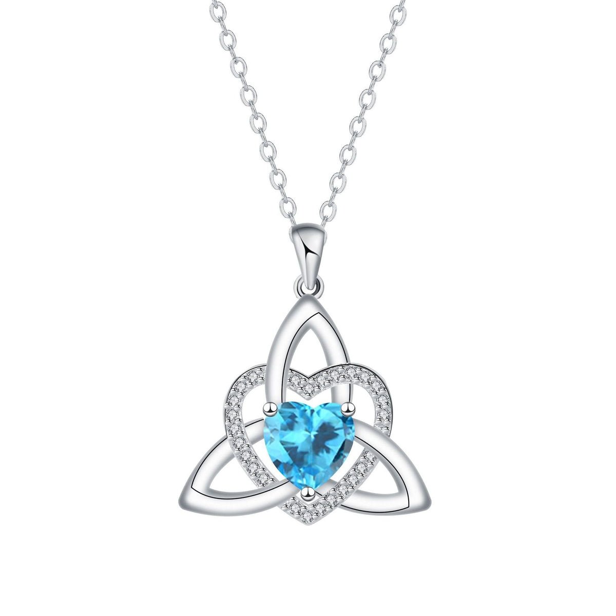 Collar de Corazón con Nudo Celta de la Trinidad✨ Dije de Piedra de Nacimiento