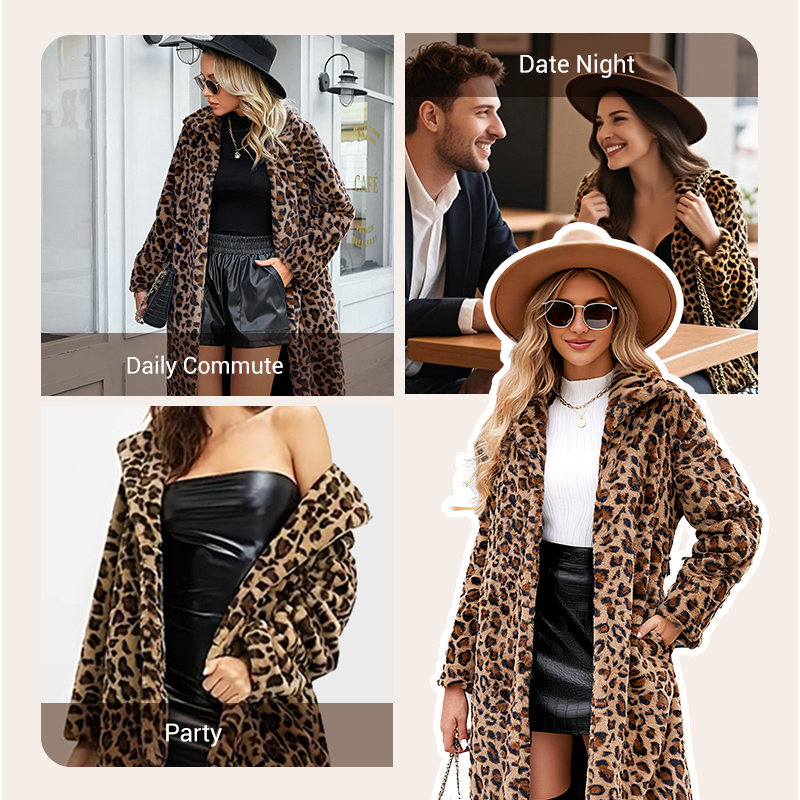 💖 Chaqueta de Estampado de Leopardo de Mediano Largo para Mujer - COMPRA 2 ENVÍO GRATIS