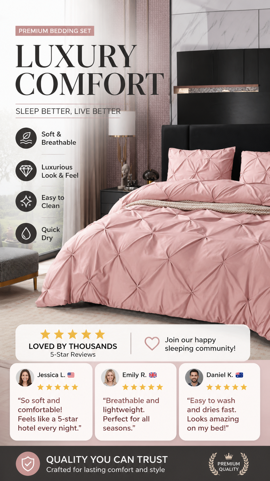 🎁2026 New Arrivals 50% OFF💥Bedsure Soft Pintuck Duvet Set