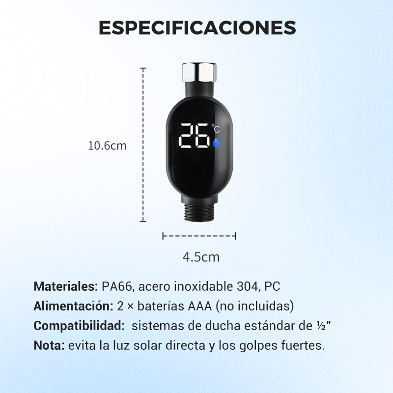 🚿 Compra 3 y lleva 1 gratis 💧 Cabezal de Ducha con Indicador LED - Muestra la Temperatura del Agua con Colores, Fácil Instalación y Ahorro de Energía 🌈📦