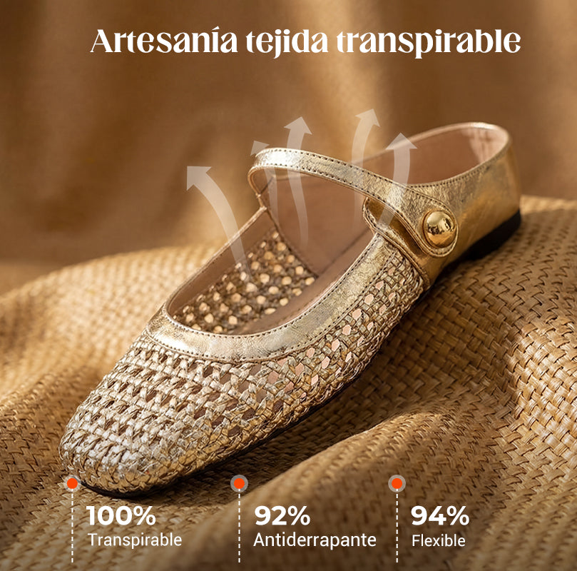 👡 ¡50 % de descuento! ☁️ Mules Mary Jane de punta cuadrada tejidas para mujer