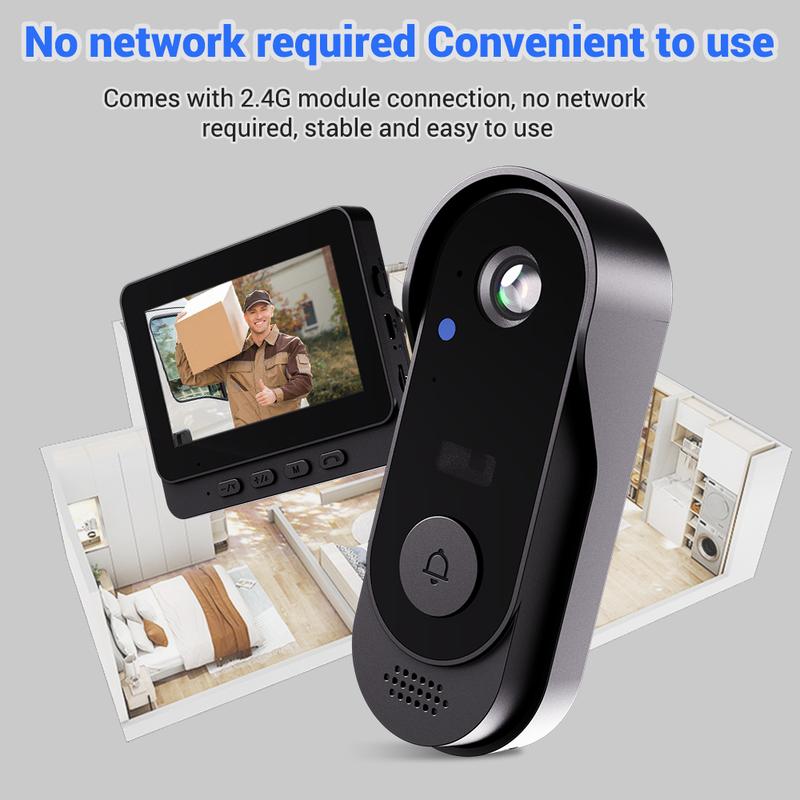 Timbre Inalámbrico con Cámara de Seguridad: 1080P, ángulo de 170°, pantalla de 4.3 pulgadas, resistente al agua para exteriores IPX65, visión nocturna