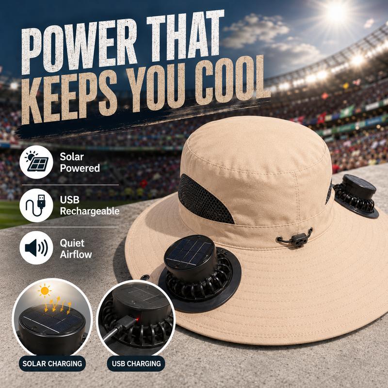 Gorra con Ventilador Refrescante de Verano – Gorra Tipo Cubo Recargable por USB con Ventilador de Circulación de Aire Integrado, Protección Solar para Senderismo, Pesca, Camping, Playa y Aventuras al Aire Libre