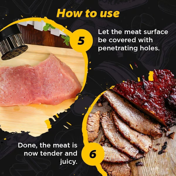 🥩 Ablandador de Carne de Acero Inoxidable – 21 Agujas, Marinado Rápido, Fácil de Limpiar 🔪