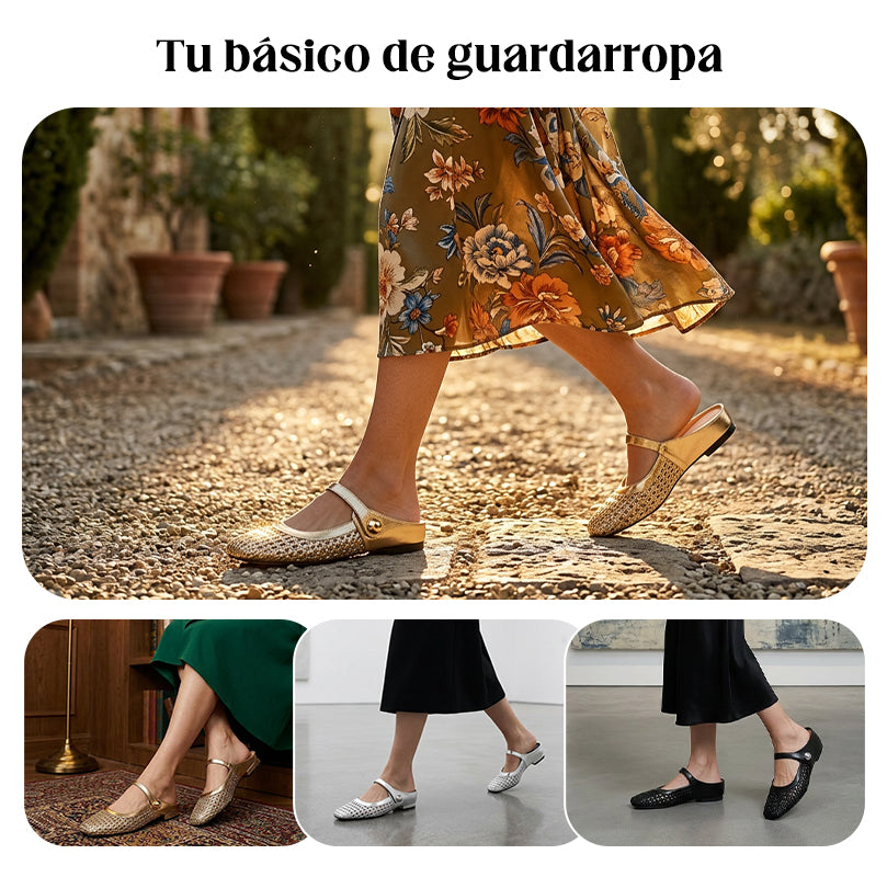 👡 ¡50 % de descuento! ☁️ Mules Mary Jane de punta cuadrada tejidas para mujer