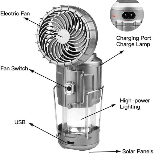 🔥🎁Gran oferta 50% de descuento🎁🔥Luz LED portátil para acampar con ventilador