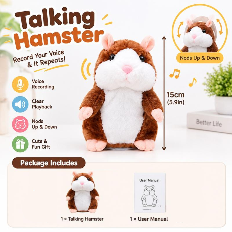 Peluche de Hámster Parlante – Repite lo que Dices con Movimiento de Cabeza