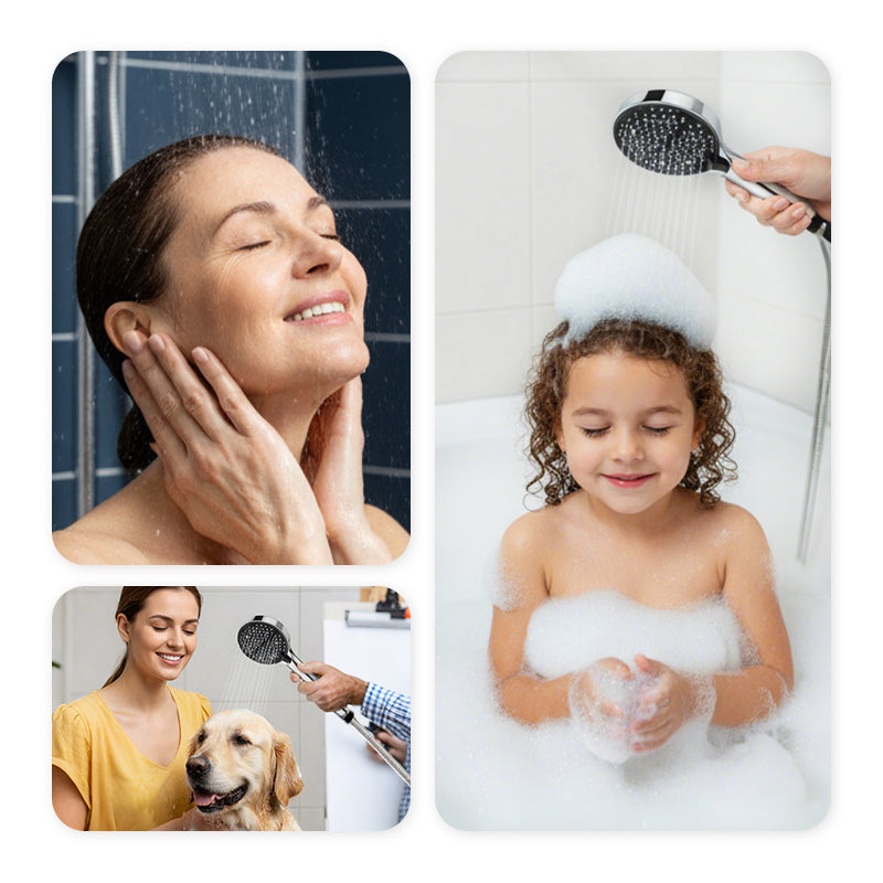 🚿50% OFF NOW! High‑Pressure Adjustable Rainfall Shower Head, 2‑In‑1 Wash & Shower Handheld Showerhead with 7 Spray Modes, Self‑Cleaning Nozzles High Flow Bathroom Shower Sprayer