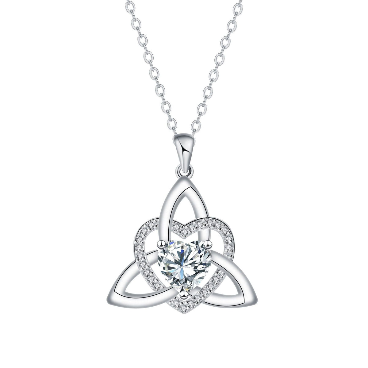 Collar de Corazón con Nudo Celta de la Trinidad✨ Dije de Piedra de Nacimiento