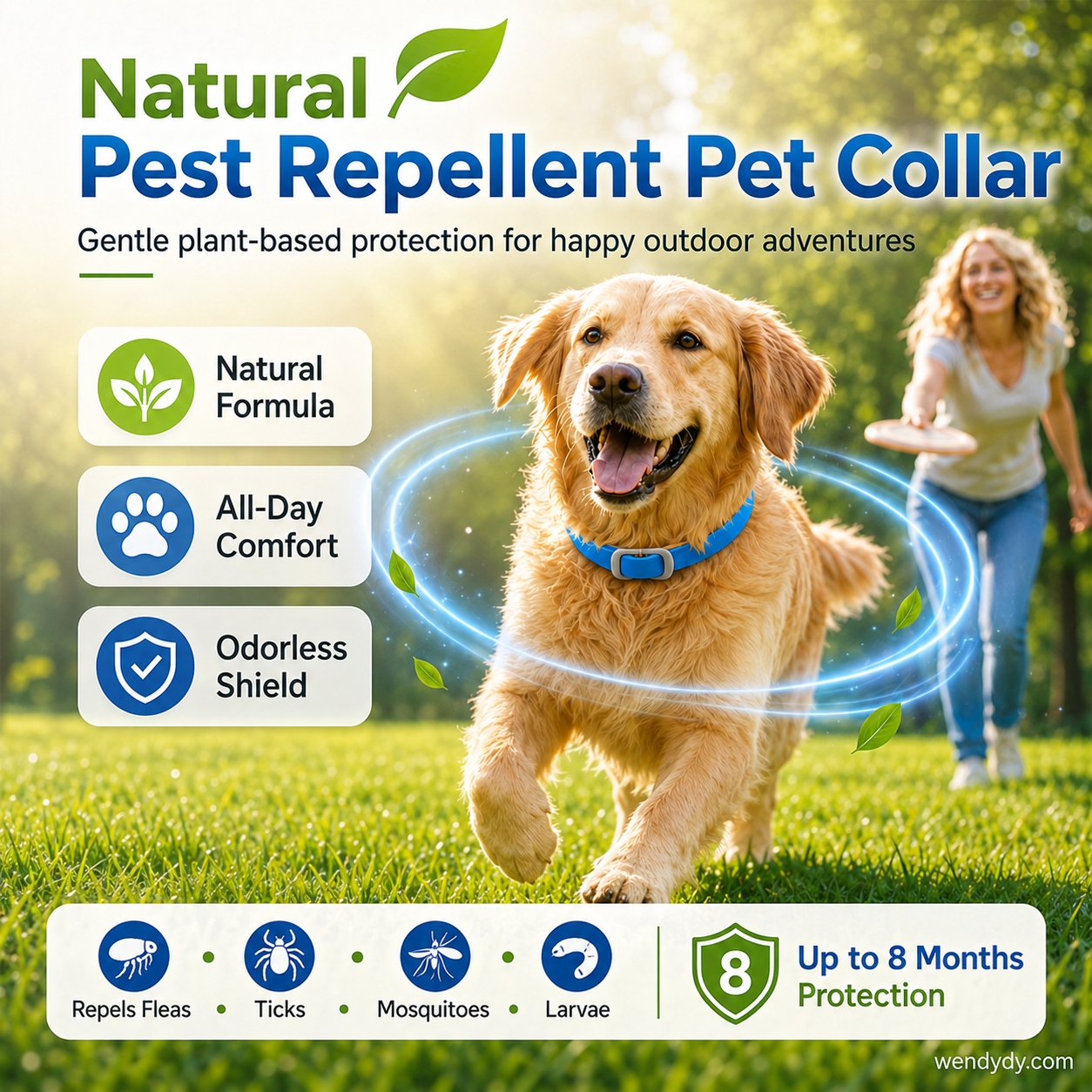 Collar Repelente de Plagas para Mascotas con Aceites Esenciales Naturales
