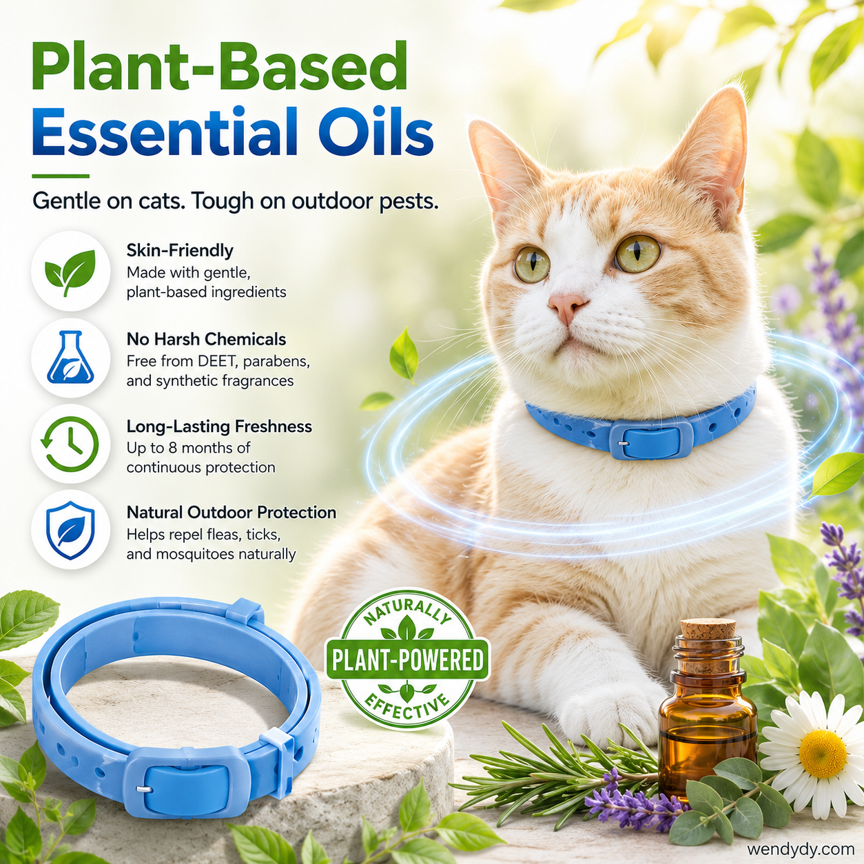 Collar Repelente de Plagas para Mascotas con Aceites Esenciales Naturales