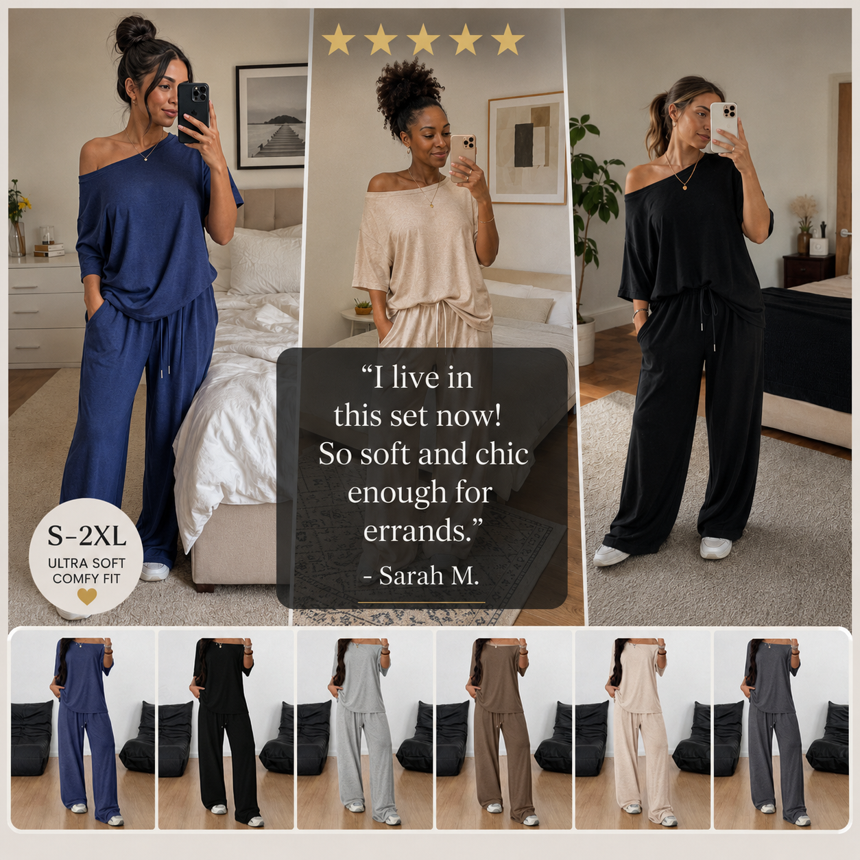 Conjunto de 2 Piezas Top Hombros Descubiertos y Pantalón para Mujer