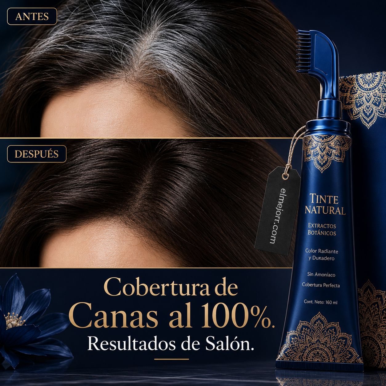 🌿💆‍♀️ Peine Tinte Capilar Herbáceo – Coloración Casera, Fácil Aplicación y Cabello Radiante en Minutos ✨🎨