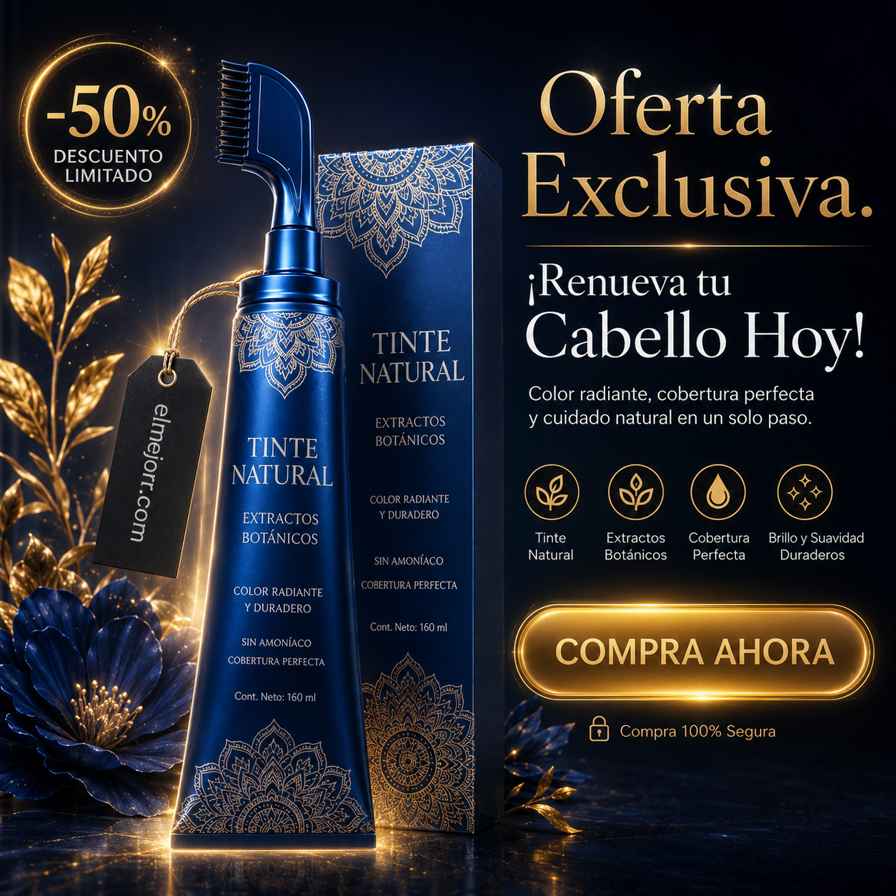 🌿💆‍♀️ Peine Tinte Capilar Herbáceo – Coloración Casera, Fácil Aplicación y Cabello Radiante en Minutos ✨🎨