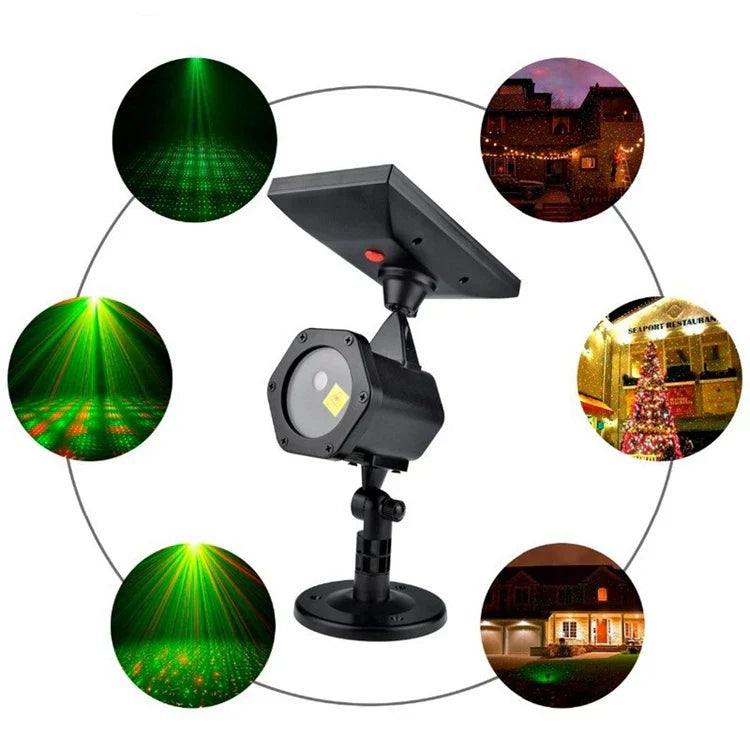 ❆ Luces solares de Navidad ❆ Luces de proyector navideñas con movimiento láser para exteriores StarTastic inalámbricas para vacacione